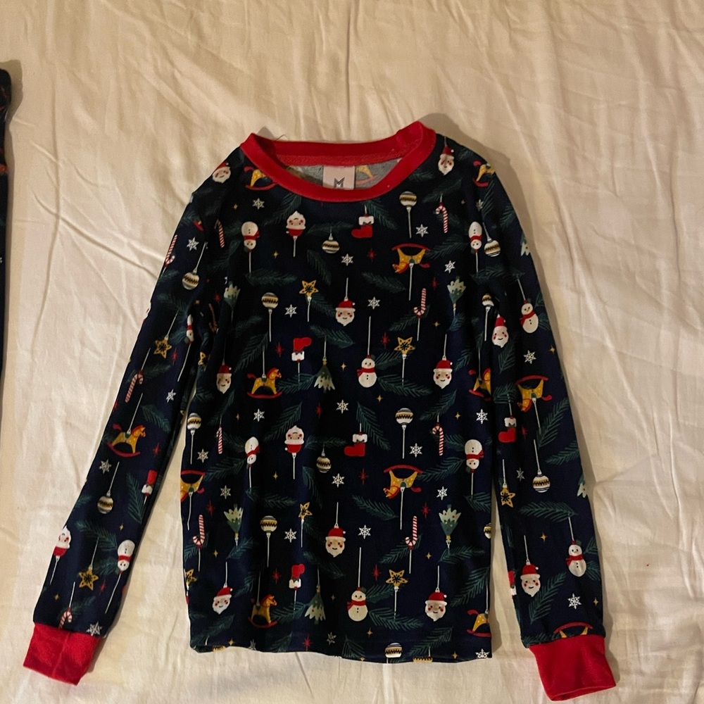 Festive Kids Pajama Top - Navy and Red